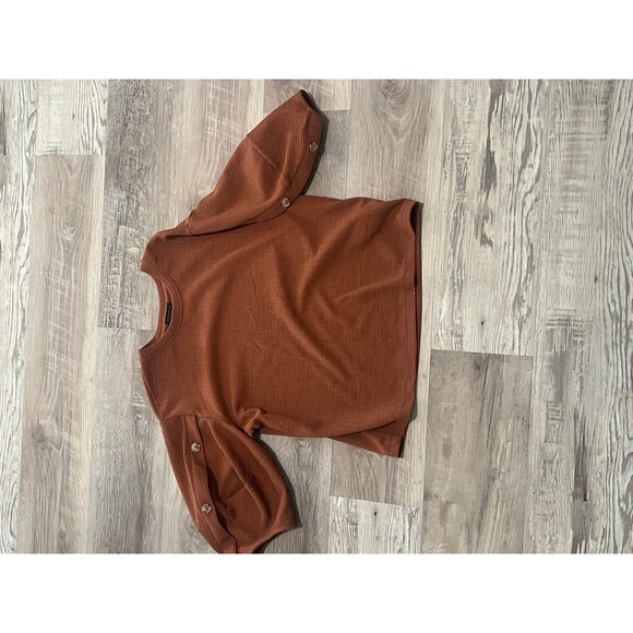 New Rust Fall Fashion Top Womens size s with button sleeves boho top current air - Picture 1 of 5